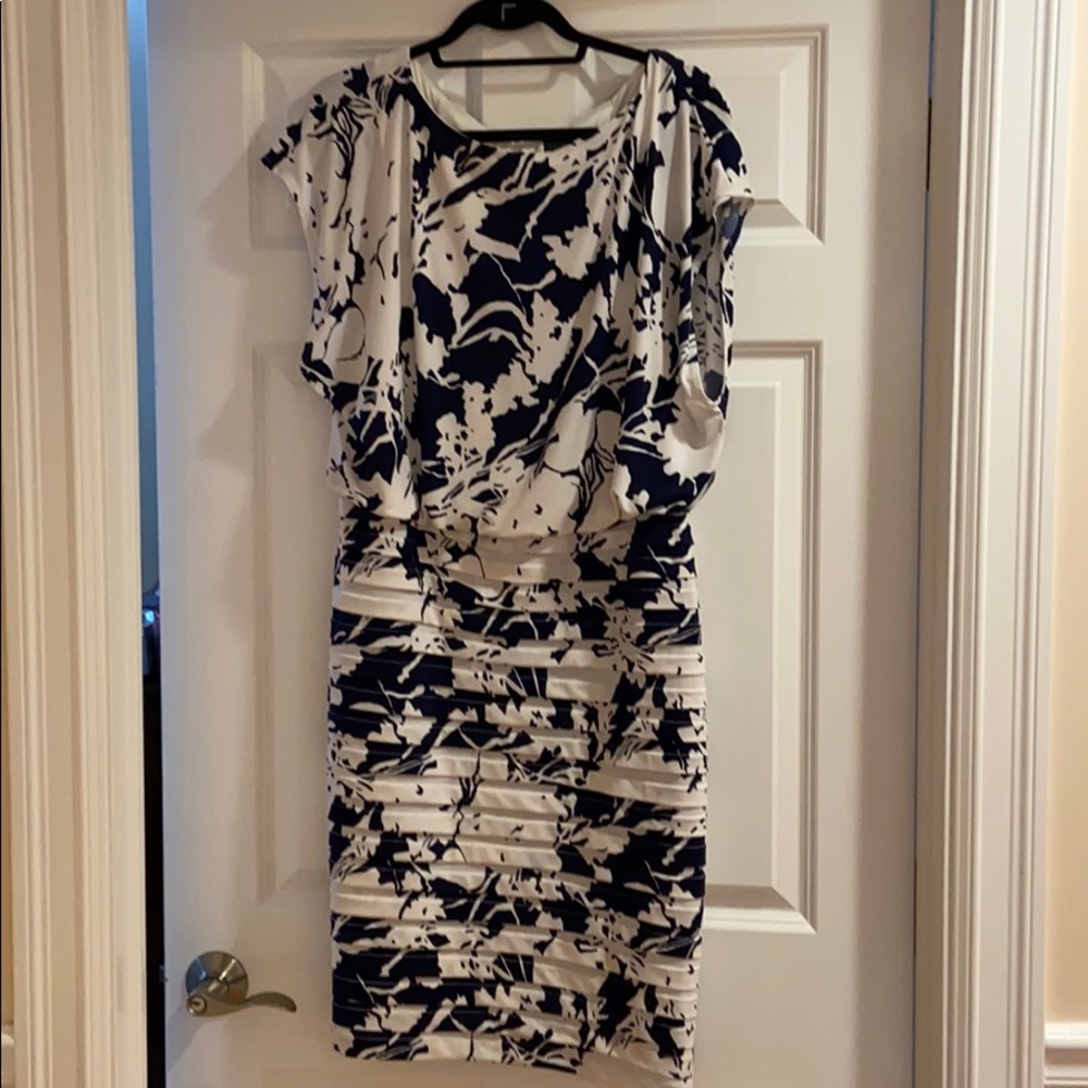 Adrianna Papell Blue and White Dress